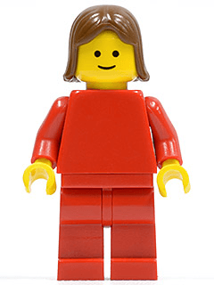 LEGO Plain Red Torso with Red Arms Brown Female Hair (pln098) minifigure
