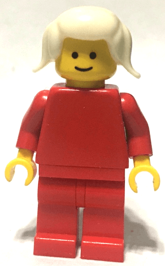 LEGO Plain Red Torso with Red Arms White Pigtails Hair (pln101) Town / City Minifigure
