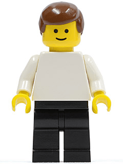 LEGO Plain White Torso with White Arms Brown Male Hair (pln102) Town / City Minifigure