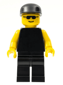 LEGO Plain Black Torso with Yellow Arms Sunglasses Black Cap (pln104) minifigure