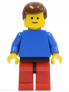 LEGO Plain Blue Torso with Blue Arms Brown Male Hair (pln105) minifigure