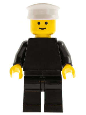 LEGO Plain Black Torso with Black Arms White Hat (pln106) Town / City Minifigure