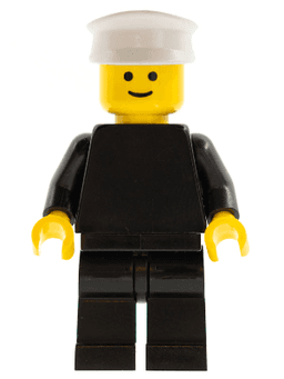 Plain Black Torso with Black Arms, Black Legs, White Hat