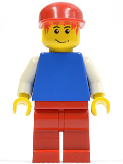 LEGO Plain Blue Torso with White Arms Red Cap Red Hair (pln109) minifigure