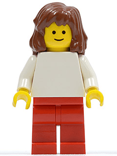 LEGO Plain White Torso with White Arms Reddish Brown Mid-Length Female Hair (pln113) Town / City Minifigure