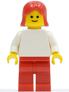 LEGO Plain White Torso with White Arms Red Female Hair (pln115) Town / City Minifigure