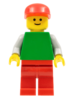 LEGO Plain Green Torso with Light Gray Arms Red Cap (pln129) Town / City Minifigure