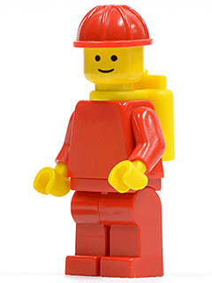 LEGO Plain Red Torso with Red Arms Red Construction Helmet Yellow Air Tanks (pln130) Town / City Minifigure