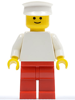 LEGO Plain White Torso with White Arms White Hat (pln131) Town / City Minifigure
