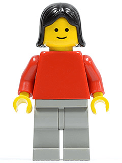 LEGO Plain Red Torso with Red Arms Black Female Hair (pln133) minifigure
