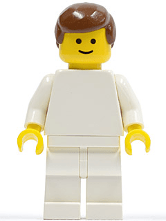 LEGO Plain White Torso with White Arms Brown Male Hair (pln140) Town / City Minifigure