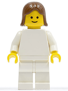 LEGO Plain White Torso with White Arms Brown Female Hair (pln142) minifigure
