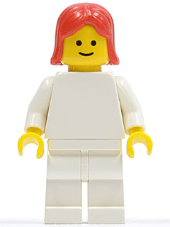 LEGO Plain White Torso with White Arms Red Female Hair (pln143) Town / City Minifigure