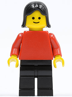 LEGO Plain Red Torso with Red Arms Black Female Hair (pln145) minifigure