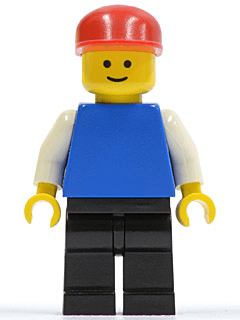 LEGO Plain Blue Torso with White Arms Red Cap (pln146) Town / City Minifigure