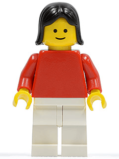 LEGO Plain Red Torso with Red Arms Black Female Hair (pln153) minifigure