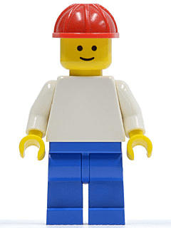 LEGO Plain White Torso with White Arms Red Construction Helmet (pln154) minifigure
