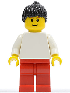 LEGO Plain White Torso with White Arms Black Ponytail (pln157a) minifigure