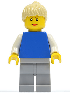 LEGO Plain Blue Torso with White Arms Tan Ponytail Hair (pln158) minifigure