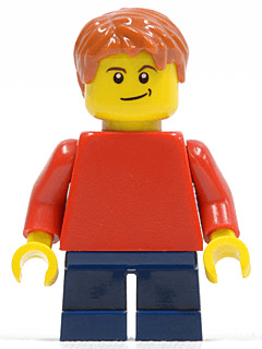 LEGO Plain Red Torso with Red Arms Dark Blue Short Legs Lopsided Smile (Child) (pln160) minifigure