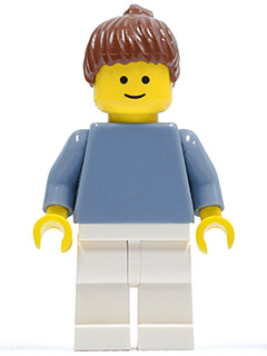 LEGO Plain Sand Blue Torso with Sand Blue Arms Reddish Brown Hair with Ponytail (pln161) minifigure