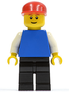 LEGO Plain Blue Torso with White Arms Red Cap Brown Eyebrows (pln162) minifigure