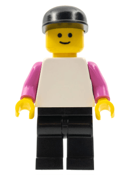 LEGO Plain White Torso with Dark Pink Arms Black Cap (pln165) minifigure