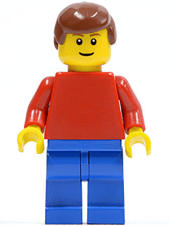 LEGO Plain Red Torso with Red Arms Reddish Brown Male Hair Brown Eyebrows (pln168) minifigure