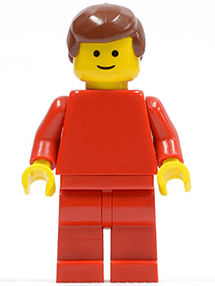 LEGO Plain Red Torso with Red Arms Reddish Brown Male Hair (pln174) minifigure