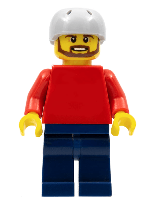 LEGO Plain Red Torso with Red Arms Sports Helmet and Brown Beard (pln175) Town / City Minifigure