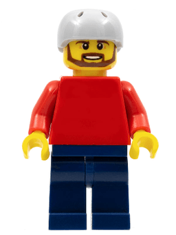 LEGO Plain Red Torso with Red Arms Sports Helmet and Brown Beard (pln175) minifigure