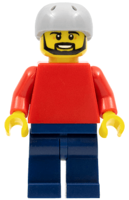 LEGO Plain Red Torso with Red Arms Sports Helmet and Black Beard (pln175a) minifigure