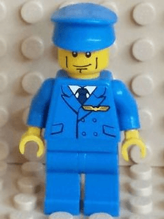 LEGO Plain Blue Torso with Blue Arms Blue Hat with Pilot Torso Sticker (pln178s) minifigure