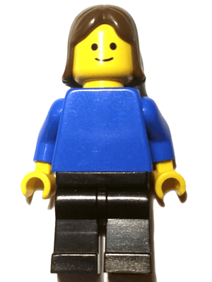 LEGO Plain Blue Torso with Blue Arms Brown Female Hair (pln179) Town / City Minifigure