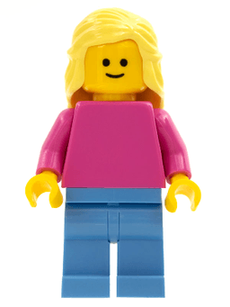 LEGO Plain Dark Pink Torso with Dark Pink Arms Bright Light Yellow Female Hair Mid-Length (pln185) minifigure