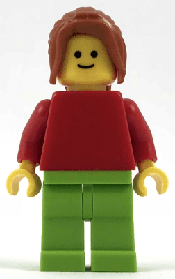 LEGO Plain Red Torso with Red Arms Lime Legs Dark Orange Female Ponytail Long (pln187) LEGO Minifigure
