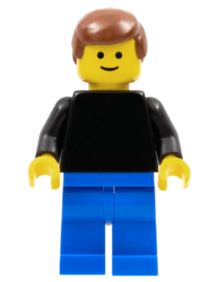 LEGO Plain Black Torso with Black Arms Reddish Brown Male Hair (pln188) LEGO Minifigure