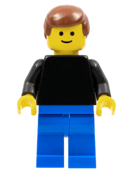 LEGO Plain Black Torso with Black Arms Reddish Brown Male Hair (pln188) minifigure