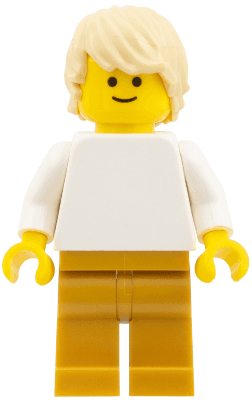 LEGO Plain White Torso with White Arms Pearl Gold Legs Tan Tousled Hair (pln189) minifigure