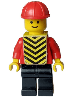 LEGO Plain Red Torso with Red Arms Red Construction Helmet Yellow Chevron Vest (pln190s) minifigure