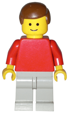 LEGO Plain Red Torso with Red Arms Brown Male Hair (pln198) minifigure