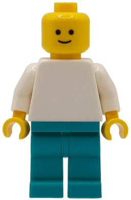 LEGO Plain White Torso Dark Turquoise Legs Standard Grin (pln210) minifigure