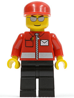 LEGO Post Office White Envelope and Stripe Red Cap Silver Sunglasses (post007) minifigure