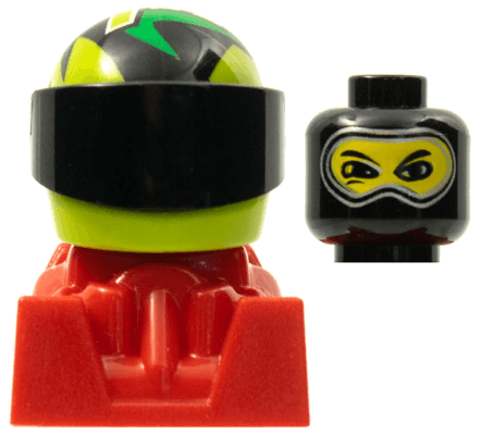 LEGO Racer Black Balaclava Lime Helmet with Pattern Red Body (rac091) LEGO Minifigure