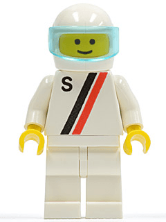 'S' - White with Red / Black Stripe, White Legs, White Helmet, Trans-Light Blue Visor