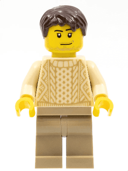Race Visitor - Male, Tan Knit Sweater, Dark Tan Legs, Dark Brown Short Tousled Hair, Stubble