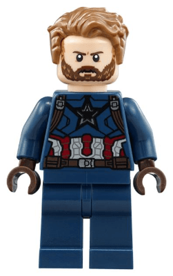 Captain America - Dark Blue Suit with Dark Brown Belt and Harness, Dark Brown Hands, Hair