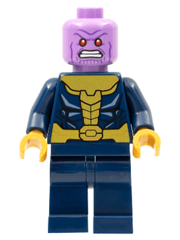 Thanos - Minifigure, Dark Blue and Gold Outfit, Dark Blue Arms, Pearl Gold Hands, Plain Legs