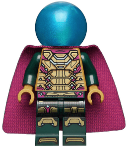 Mysterio - Magenta Trim, Dark Azure Head, Satin Trans-Light Blue Helmet, Single Hole Cape
