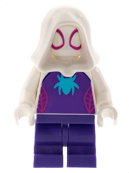 Ghost-Spider (Gwen Stacy) - Dark Purple Medium Legs, White Hood, Medium Azure Spider Logo